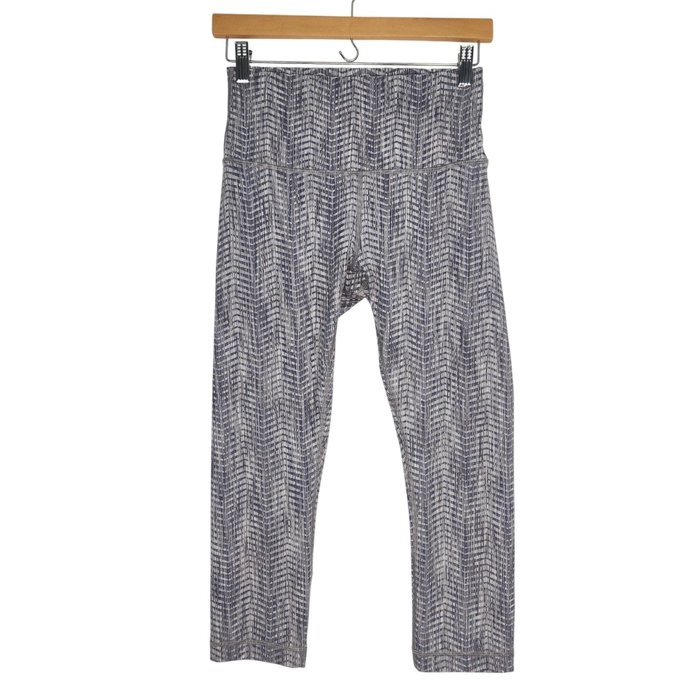Lululemon Wunder Under Crop Hi-Rise Leggings 8 Luon Arrow Jacquard Battleship